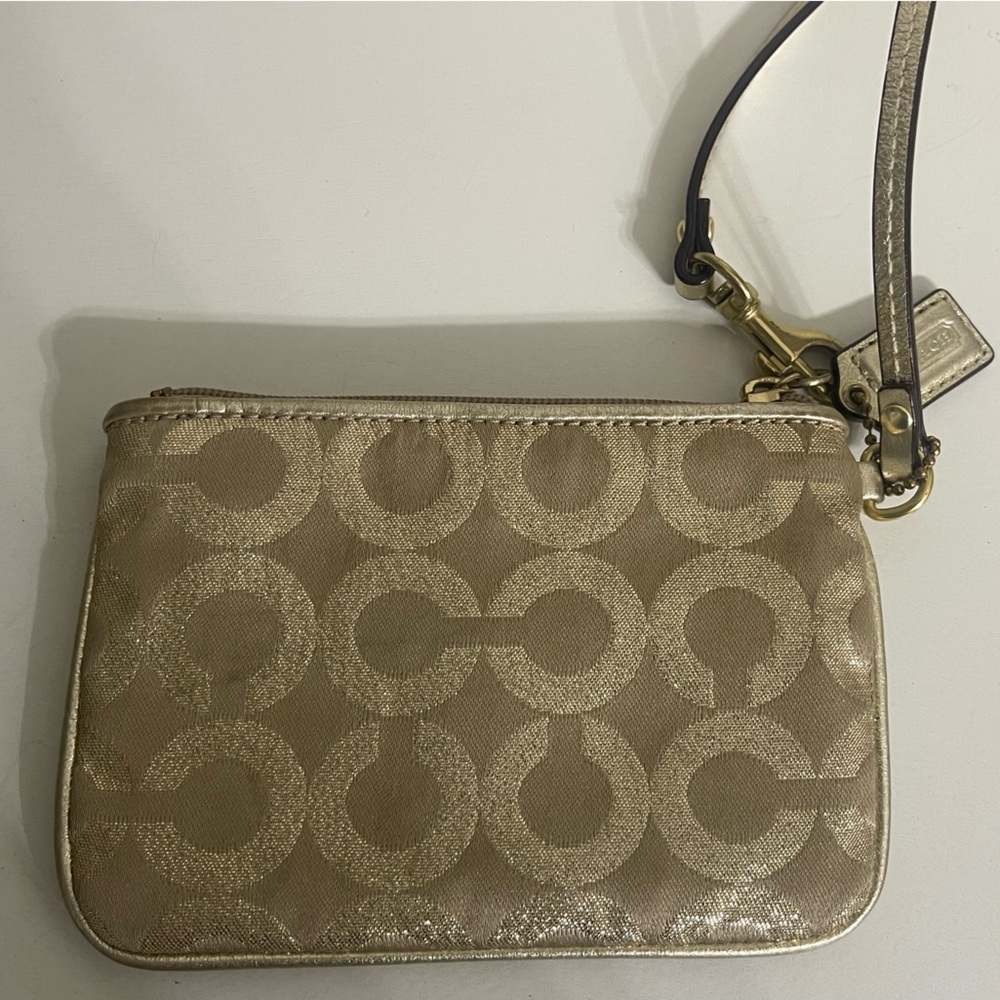 Coach Metallic Gold‎ and Tan Wristlet - Picture 7 of 9
